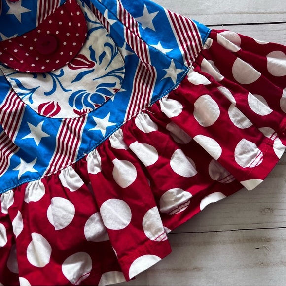Jelly the Pug Fourth of July Patriotic Ruffle Dress in Red White Blue 24 Months - Picture 5 of 13